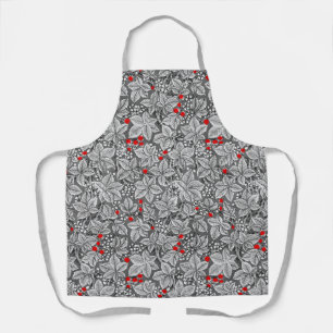 Art Nouveau Strawberries en bladeren, zilvergrijs Schort