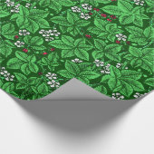 Art Nouveau Strawberries en Leaves, Emerald Green Cadeaupapier (Hoek)