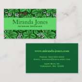 Art Nouveau Strawberries en Leaves, Emerald Green Visitekaartje (Voorkant / Achterkant)