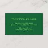 Art Nouveau Strawberries en Leaves, Emerald Green Visitekaartje (Achterkant)