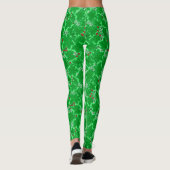 Art Nouveau Strawberries en Leaves, Lime Green Leggings (Achterkant)