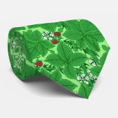 Art Nouveau Strawberries en Leaves, Lime Green Stropdas (Opgerold)