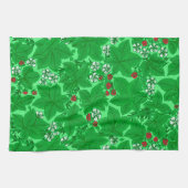 Art Nouveau Strawberries en Leaves, Lime Green Theedoek (Horizontaal)