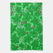 Art Nouveau Strawberries en Leaves, Lime Green Theedoek (Verticaal)