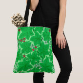Art Nouveau Strawberries en Leaves, Lime Green Tote Bag (Dichtbij)