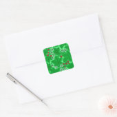Art Nouveau Strawberries en Leaves, Lime Green Vierkante Sticker (Envelop)