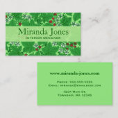 Art Nouveau Strawberries en Leaves, Lime Green Visitekaartje (Voorkant / Achterkant)