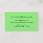 Art Nouveau Strawberries en Leaves, Lime Green Visitekaartje (Achterkant)