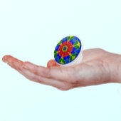 Art Nouveau Style Blue Enamel en Red Flower Keramische Knop