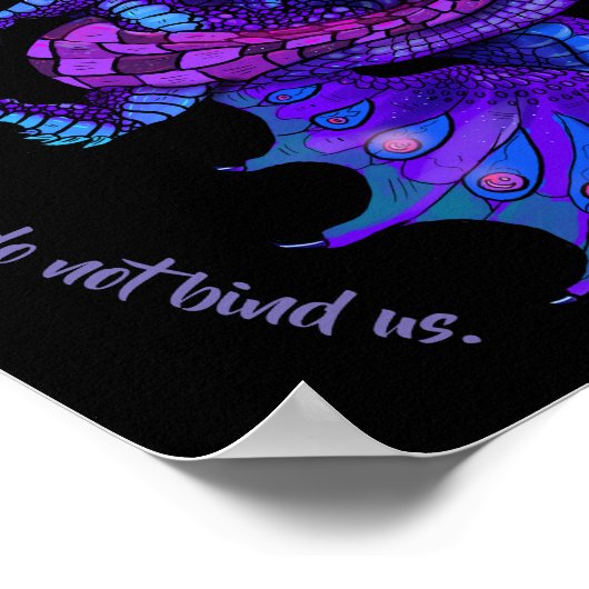 Art Nouveau Style Dragon Blue en Paars Poster (Hoek)