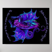 Art Nouveau Style Dragon Blue en Paars Poster (Voorkant)