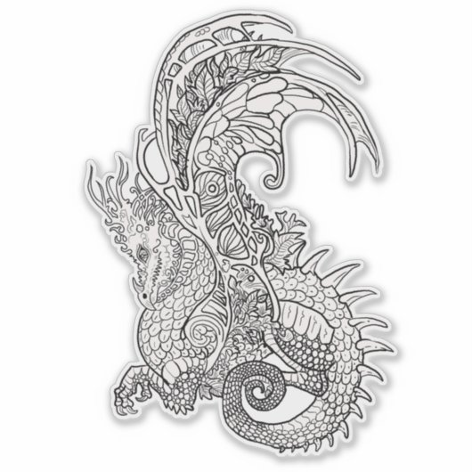 Art Nouveau Style Dragon Sticker (Voorkant)