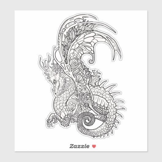 Art Nouveau Style Dragon Sticker (Vel)