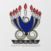Art Nouveau Style Hanukkah Menorah Raamsticker (Vel)