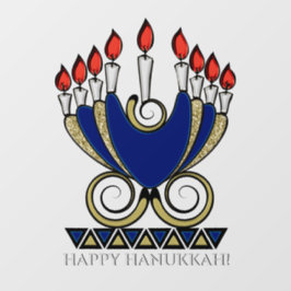 Art Nouveau Style Hanukkah Menorah Raamsticker