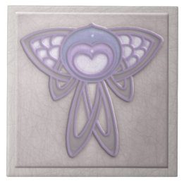 Art Nouveau Style Insect - Bord Mauve en Lavendel Tegeltje