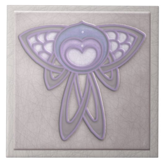 Art Nouveau Style Insect - Bord Mauve en Lavendel Tegeltje (Voorkant)