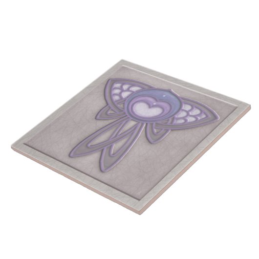 Art Nouveau Style Insect - Bord Mauve en Lavendel Tegeltje (Zijkant)