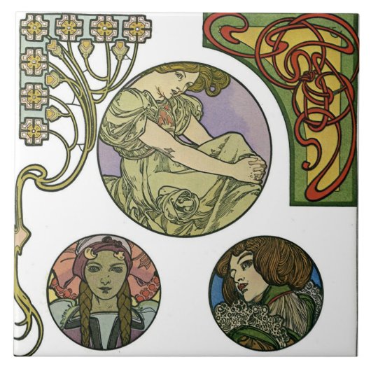 Art Nouveau Style, Mucha Tegeltje (Voorkant)
