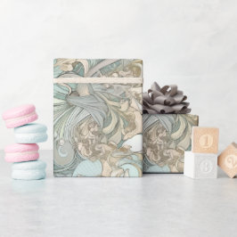 Art Nouveau Style Seashells die Patroon herhalen Cadeaupapier