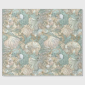 Art Nouveau Style Seashells die Patroon herhalen Cadeaupapier (Vlak)