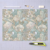 Art Nouveau Style Seashells die Patroon herhalen Tissuepapier (Craft)