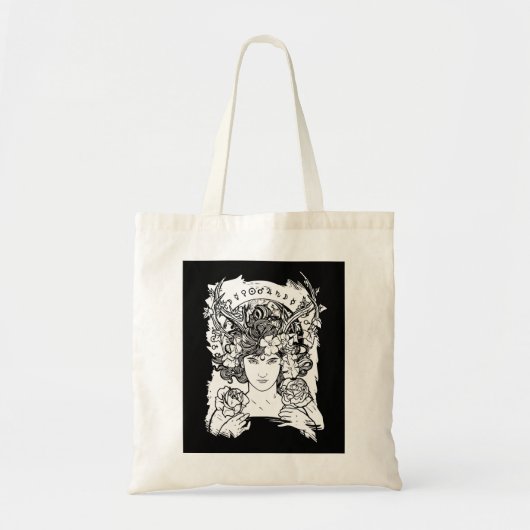 Art Nouveau Style Witch Tote Bag (Voorkant)