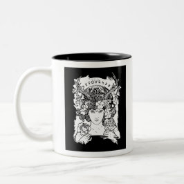 Art Nouveau Style Witch Tweekleurige Koffiemok