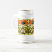 ART NOUVEAU STYLIZED GREEN RED POPPY BIERPUL (Voorkant links)