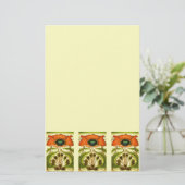 ART NOUVEAU STYLIZED GREEN RED POPPY BRIEFPAPIER (Staand voorkant)