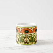 ART NOUVEAU STYLIZED GREEN RED POPPY ESPRESSO KOP (Voorkant)