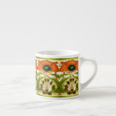 ART NOUVEAU STYLIZED GREEN RED POPPY ESPRESSO KOP (Rechts)