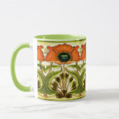 ART NOUVEAU STYLIZED GREEN RED POPPY MOK (Links)