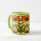 ART NOUVEAU STYLIZED GREEN RED POPPY MOK (Voorkant links)