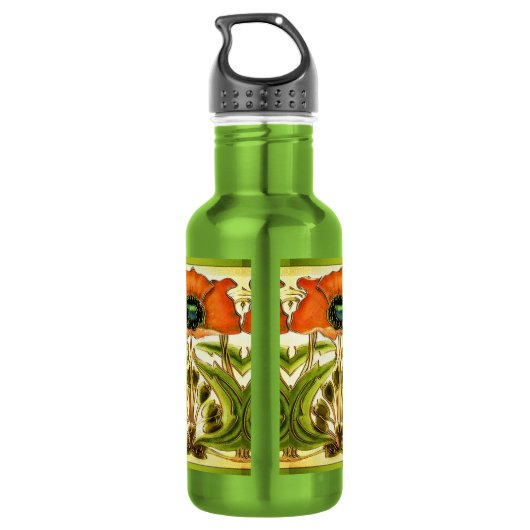 ART NOUVEAU STYLIZED GREEN RED POPPY WATERFLES  (Achterkant)