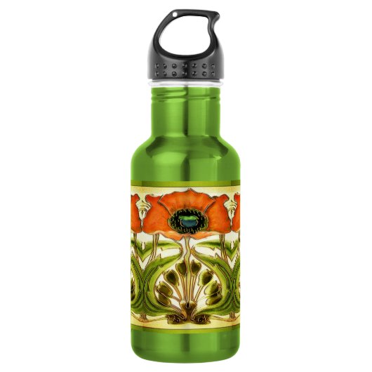ART NOUVEAU STYLIZED GREEN RED POPPY WATERFLES  (Voorkant)