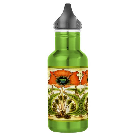 ART NOUVEAU STYLIZED GREEN RED POPPY WATERFLES  (Links)