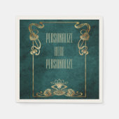 Art nouveau suède ziet er elegant goud groene lotu servet (Voorkant)