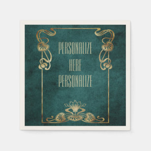 Art nouveau suede ziet er elegant gouden lotus uit servet