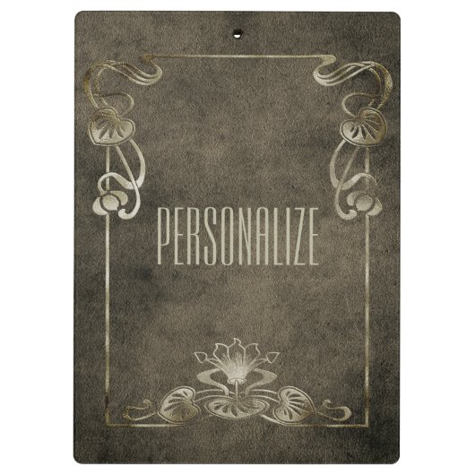 Art nouveau suede ziet er elegant uit bruine lotus klembord (Achterkant)