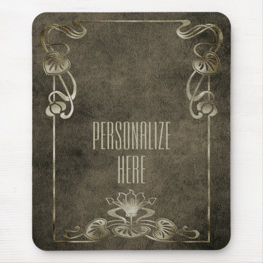 Art nouveau suede ziet er elegant uit bruine lotus muismat (Voorkant)