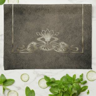 Art nouveau suede ziet er elegant uit bruine lotus theedoek