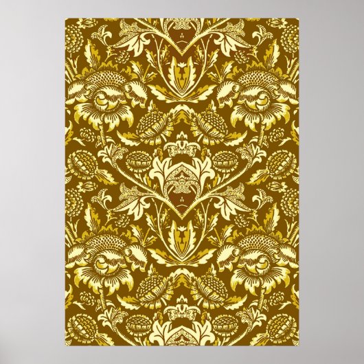 Art Nouveau Sunbloemen, Mustard en Golden Yellow Poster (Voorkant)