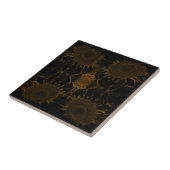 Art Nouveau  Sunflower Black Gold Floral Tegeltje (Zijkant)