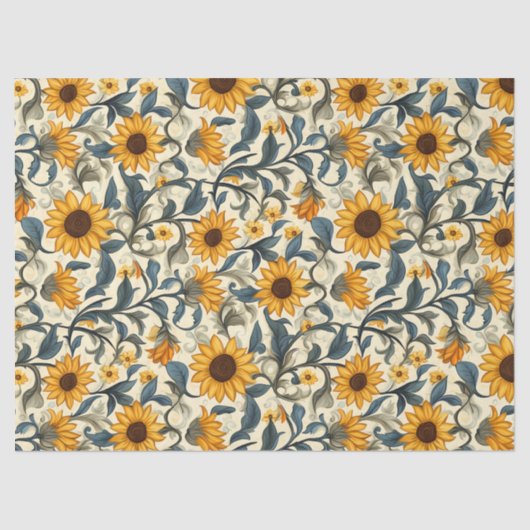 Art Nouveau Sunflower Tissue Paper – 10 lb, 17 "x2 Tissuepapier (Voorkant)