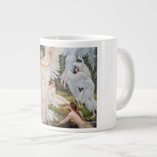  Art Nouveau Swan Maidens van W. Crane Grote Koffiekop (Voorkant rechts)