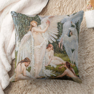  Art Nouveau Swan Maidens van W. Crane Kussen