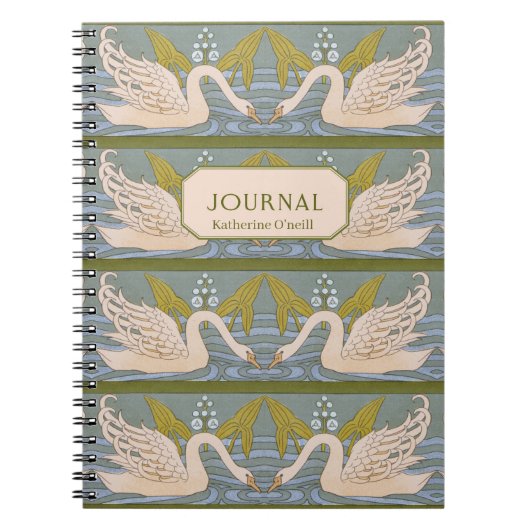 Art Nouveau Swan Pattern Journal Notitieboek (Voorkant)