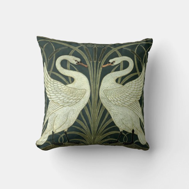  Art Nouveau Swan, Rush, Iris door W. Crane Kussen (Voorkant)