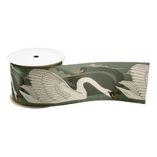 Art Nouveau Swans Frieze Satijnen Lint